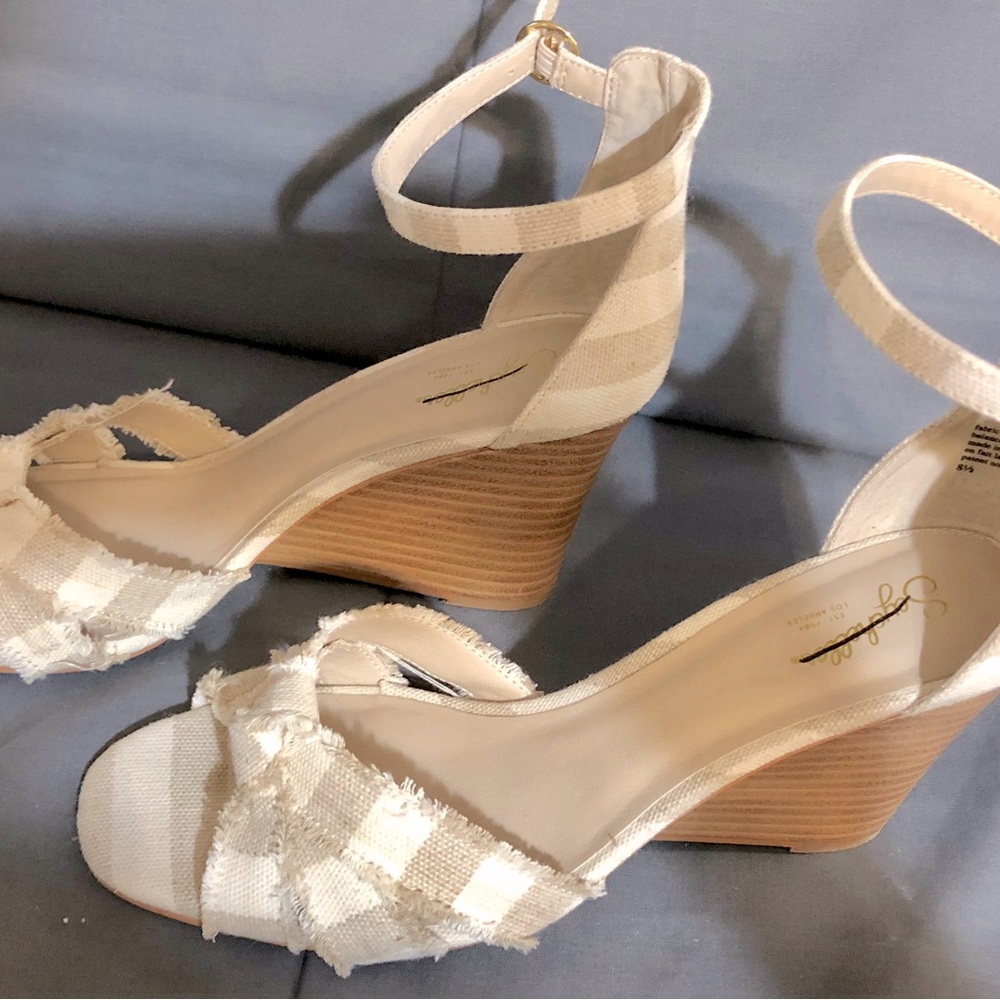 SEYCHELLES DENIM SUNRAY WEDGE SANDALS, size 8.5, WORN ONCE